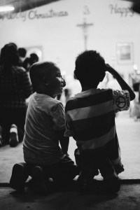 children praying - bnw